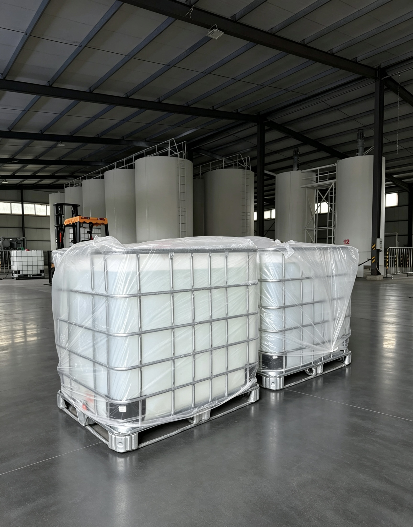 IBC containers prepared inside Hongke Petrochemical storage facility
